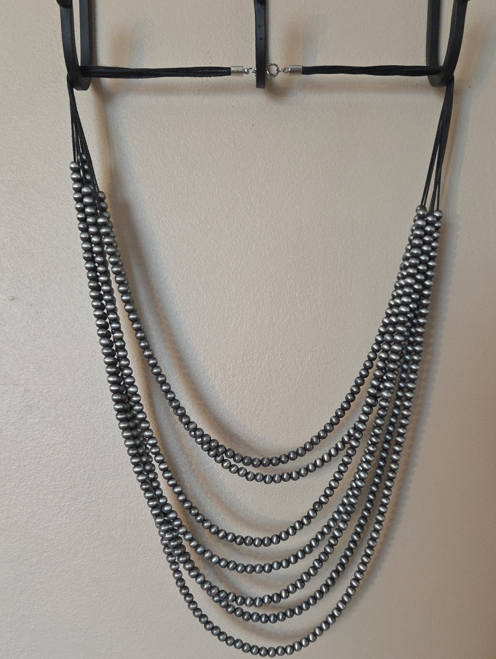 Multi-Strand Gunmetal Bead Necklace
